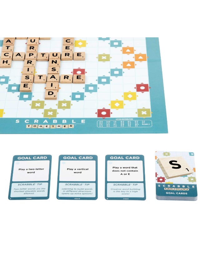 ماتيل جيمز Scrabble Board Game, Classic Family Word Fun, featuring Wooden Letter Tiles and Racks, with Two Ways to Play for 2-4 Players - Image 5